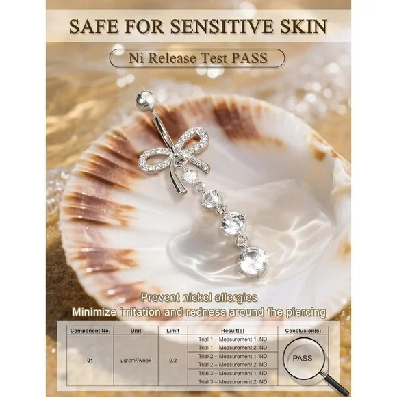 Chic 8 Pcs Belly Button Rings Set - Hypoallergenic Dangle & Short Styles - Picture 5 of 9